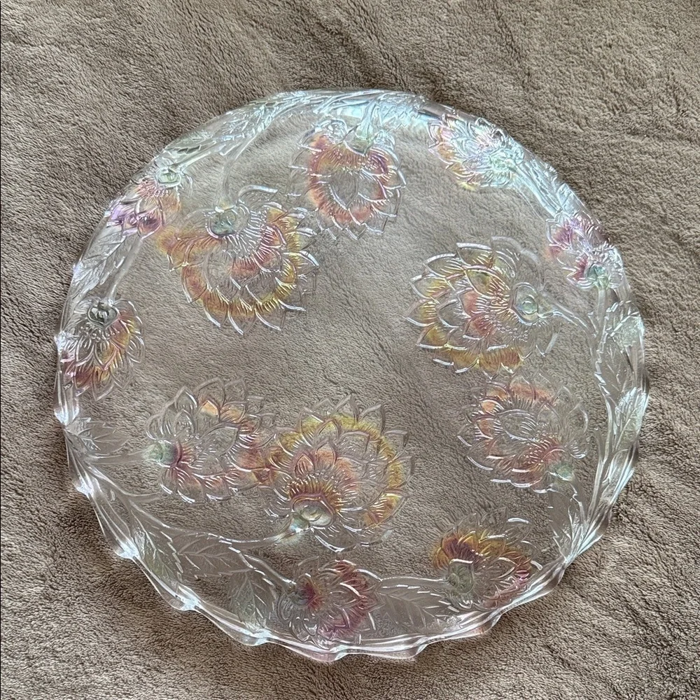 Floral Glass Decorative Plate